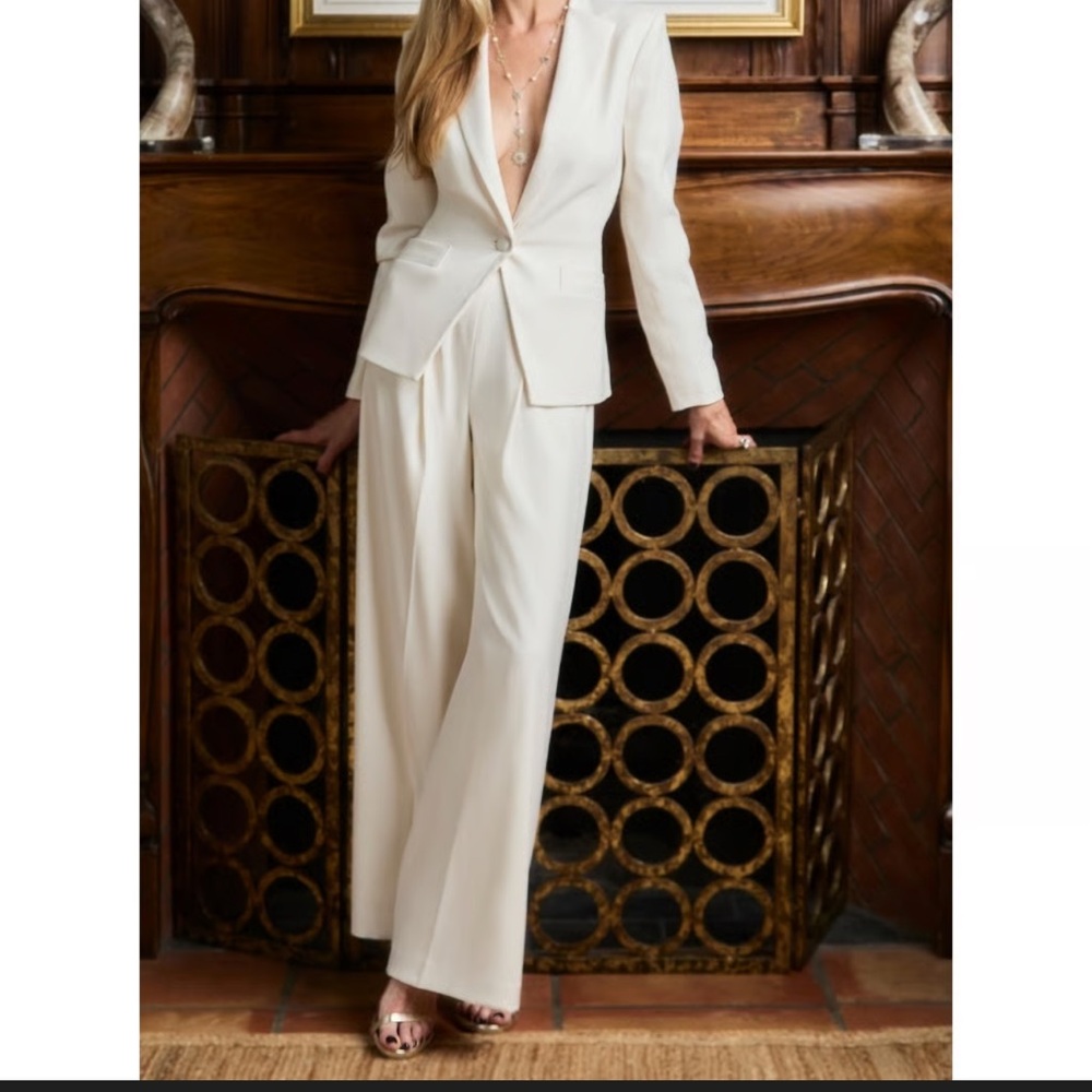 Muse by Marchesa Pleated Ivory Wide Leg Pants Size 8